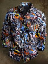 Herren Graffiti Kunstdruck Lässiges Langarm-Hemd